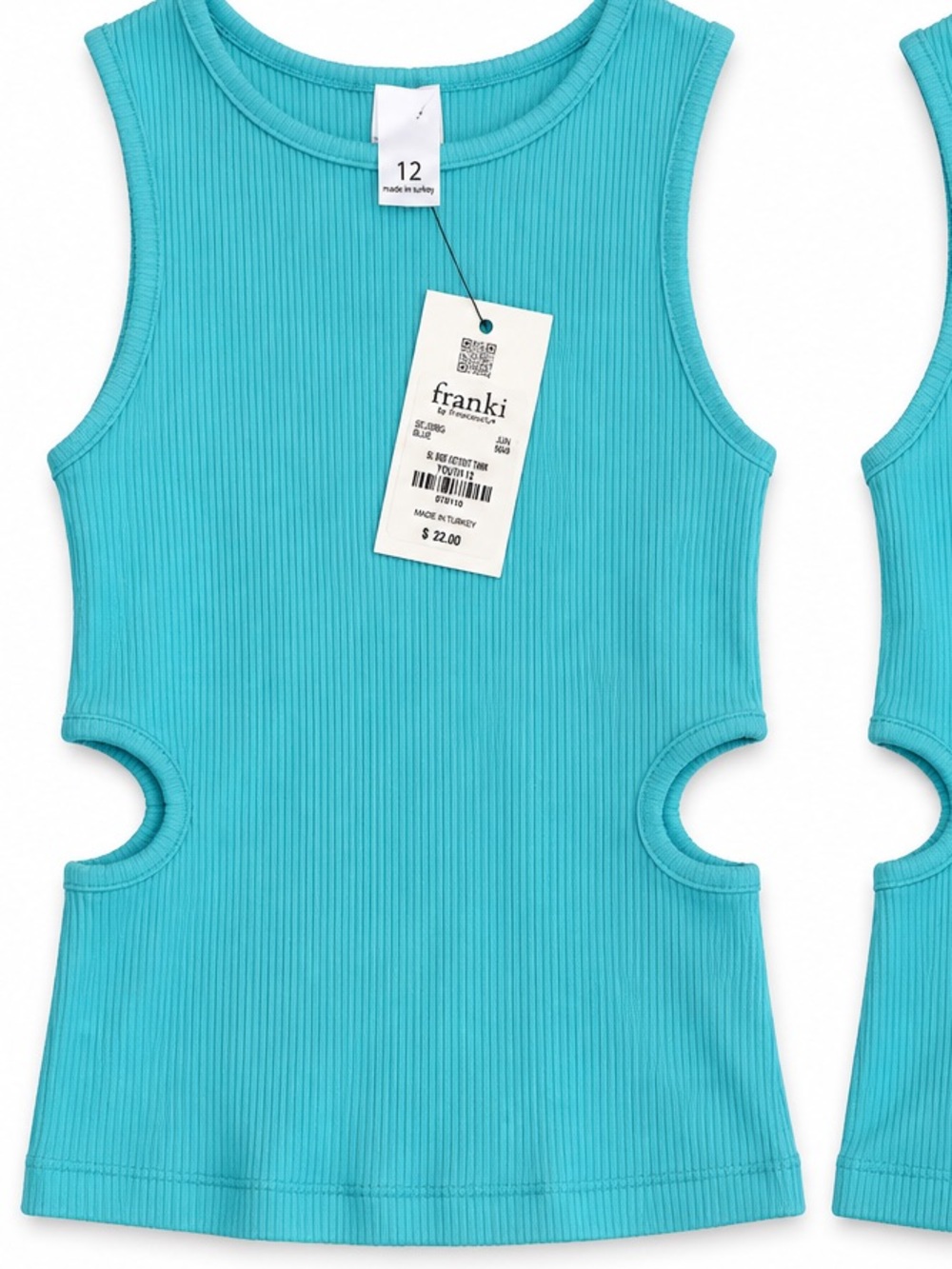 Girls Ribbed Cutout One-Piece Tank - Teal Blue